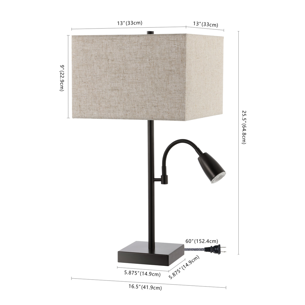 Vonn 25.5" Farmhouse Industrial Iron LED Table Lamp with USB Charging Port and Adjustable Reading Light Set 2