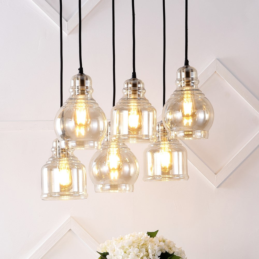 Sydney 18.88" Bohemian Farmhouse Iron/Glass Cluster LED Pendant