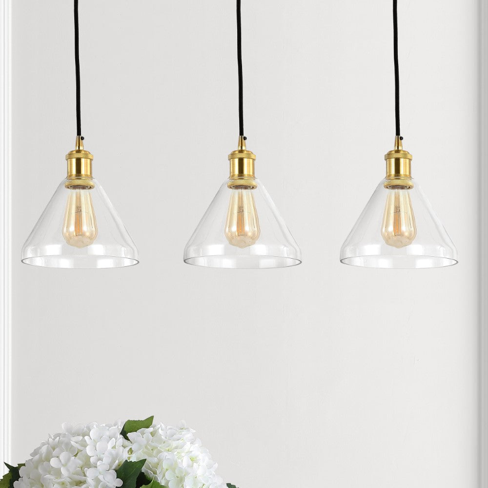 Valerie Island 30.5" Metal/Glass Contemporary Modern  LED Pendant
