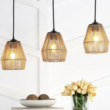 Jeff Island 30" Seagrass/Metal Bohemian Coastal LED Pendant