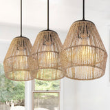 Jeff Island 30" Seagrass/Metal Bohemian Coastal LED Pendant