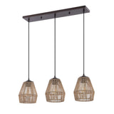 Jeff Island 30" Seagrass/Metal Bohemian Coastal LED Pendant