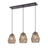 Jeff Island 30" Seagrass/Metal Bohemian Coastal LED Pendant