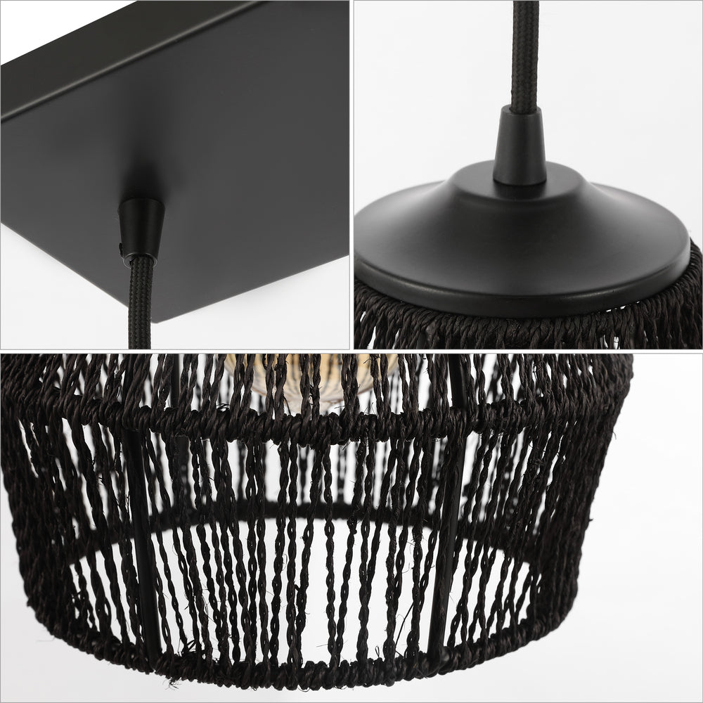 Jeff Island 30" Seagrass/Metal Bohemian Coastal LED Pendant
