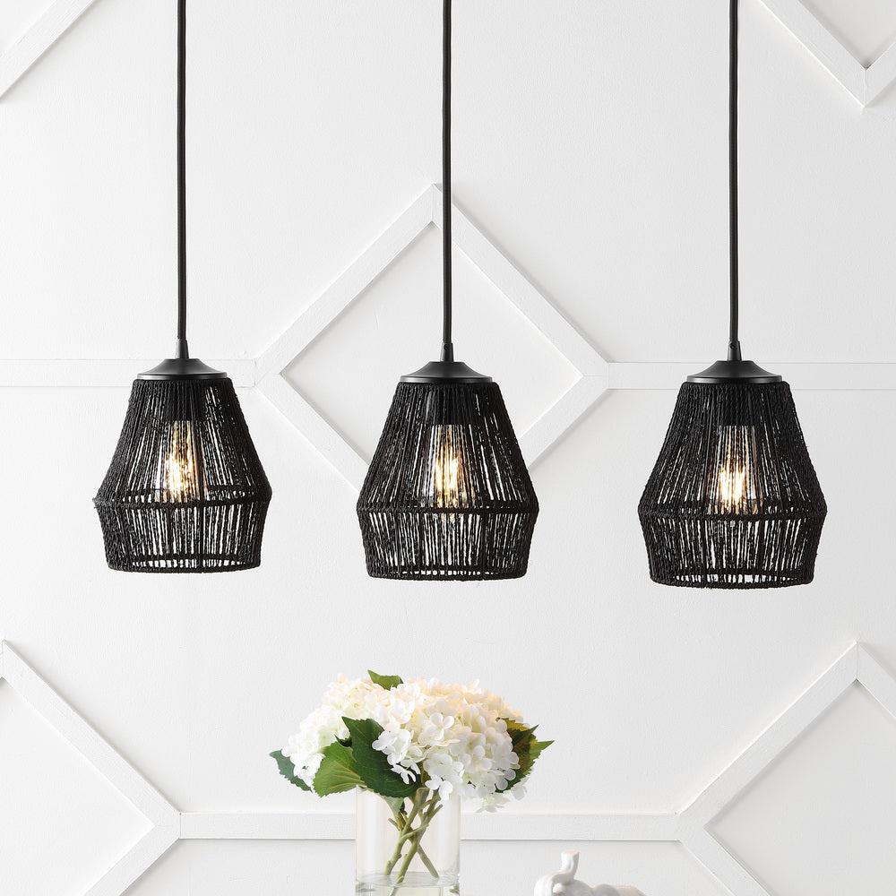 Jeff Island 30" Seagrass/Metal Bohemian Coastal LED Pendant