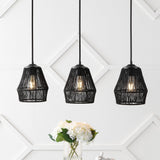 Jeff Island 30" Seagrass/Metal Bohemian Coastal LED Pendant