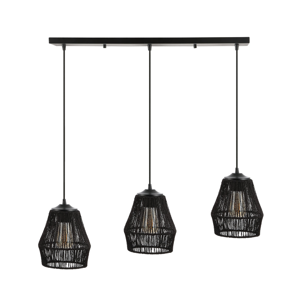 Jeff Island 30" Seagrass/Metal Bohemian Coastal LED Pendant