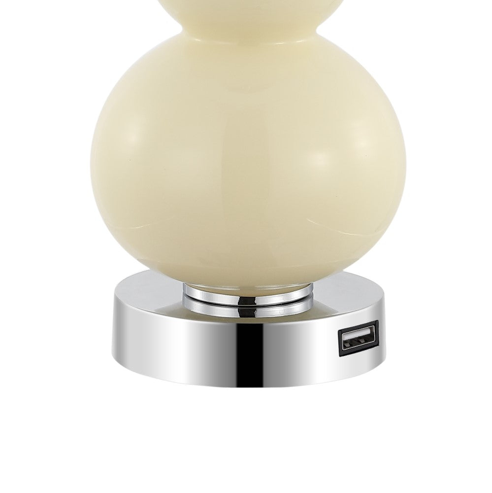 Bonnie 22" Classic Vintage Glass LED Table Lamp with USB Charging Port Set 2