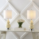 Bonnie 22" Classic Vintage Glass LED Table Lamp with USB Charging Port Set 2
