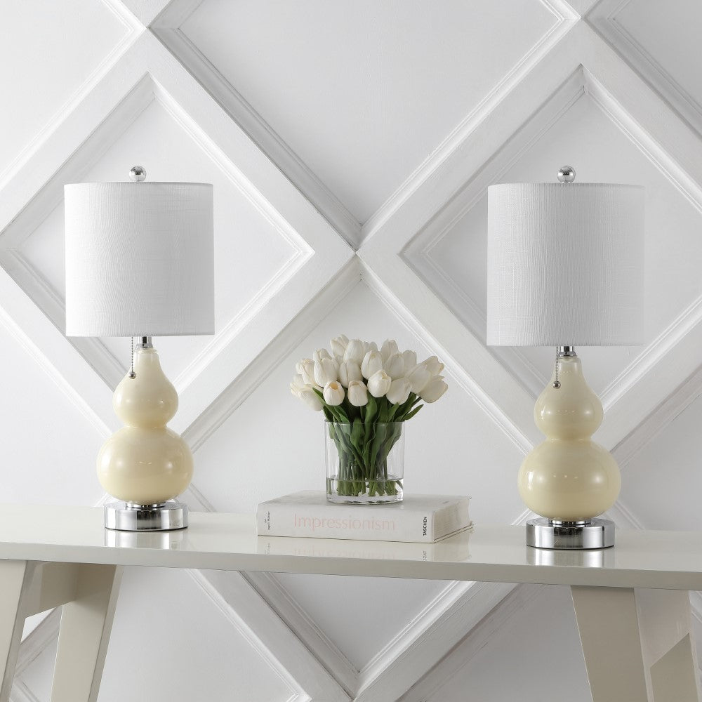 Bonnie 22" Classic Vintage Glass LED Table Lamp with USB Charging Port Set 2