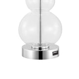 Bonnie 22" Classic Vintage Glass LED Table Lamp with USB Charging Port Set 2
