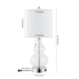 Bonnie 22" Classic Vintage Glass LED Table Lamp with USB Charging Port Set 2