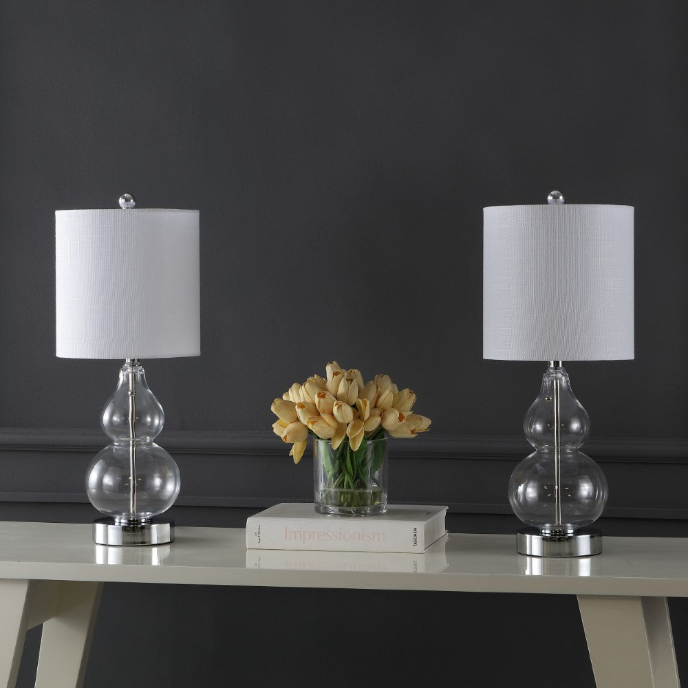 Bonnie 22" Classic Vintage Glass LED Table Lamp with USB Charging Port Set 2