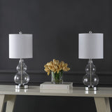 Bonnie 22" Classic Vintage Glass LED Table Lamp with USB Charging Port Set 2