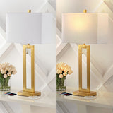Abner 28.5" Vintage Industrial Iron LED Table Lamp with Pull-Chain and USB Charging Port Set 2