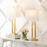Abner 28.5" Vintage Industrial Iron LED Table Lamp with Pull-Chain and USB Charging Port Set 2