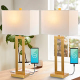 Abner 28.5" Vintage Industrial Iron LED Table Lamp with Pull-Chain and USB Charging Port Set 2