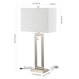 Abner 28.5" Vintage Industrial Iron LED Table Lamp with Pull-Chain and USB Charging Port Set 2