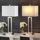 Abner 28.5" Vintage Industrial Iron LED Table Lamp with Pull-Chain and USB Charging Port Set 2