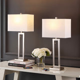 Abner 28.5" Vintage Industrial Iron LED Table Lamp with Pull-Chain and USB Charging Port Set 2