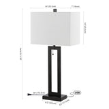 Abner 28.5" Vintage Industrial Iron LED Table Lamp with Pull-Chain and USB Charging Port Set 2