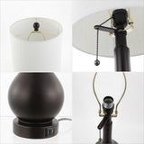 Jacek 24" Modern Classic Gourd Iron LED Table Lamp with Pull-Chain with Dual USB Charging Port Set 2