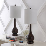 Jacek 24" Modern Classic Gourd Iron LED Table Lamp with Pull-Chain with Dual USB Charging Port Set 2