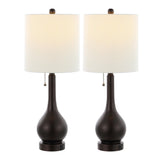 Jacek 24" Modern Classic Gourd Iron LED Table Lamp with Pull-Chain with Dual USB Charging Port Set 2