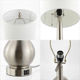 Jacek 24" Modern Classic Gourd Iron LED Table Lamp with Pull-Chain with Dual USB Charging Port Set 2