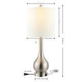 Jacek 24" Modern Classic Gourd Iron LED Table Lamp with Pull-Chain with Dual USB Charging Port Set 2