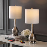 Jacek 24" Modern Classic Gourd Iron LED Table Lamp with Pull-Chain with Dual USB Charging Port Set 2