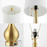 Jacek 24" Modern Classic Gourd Iron LED Table Lamp with Pull-Chain with Dual USB Charging Port Set 2