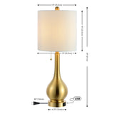 Jacek 24" Modern Classic Gourd Iron LED Table Lamp with Pull-Chain with Dual USB Charging Port Set 2