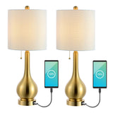 Jacek 24" Modern Classic Gourd Iron LED Table Lamp with Pull-Chain with Dual USB Charging Port Set 2