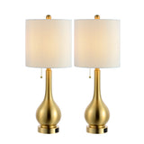 Jacek 24" Modern Classic Gourd Iron LED Table Lamp with Pull-Chain with Dual USB Charging Port Set 2