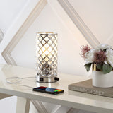 Snapshot 9.5" Mid-Century Modern Iron/Acrylic LED Mini Uplight Table Lamp with USB Charging Port and Smart Bulb