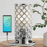 Snapshot 9.5" Mid-Century Modern Iron/Acrylic LED Mini Uplight Table Lamp with USB Charging Port and Smart Bulb