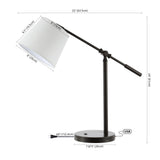 wind 24" Classic Contemporary Iron LED Task Lamp with USB Charging Port