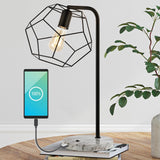 Rhea 23.5" Industrial Farmhouse Head-Adjustable Iron LED Task Lamp with USB Charging Port