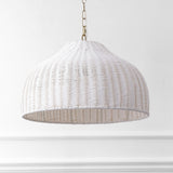 Eliza 20" Coastal Bohemian Rattan/Iron Dome LED Pendant