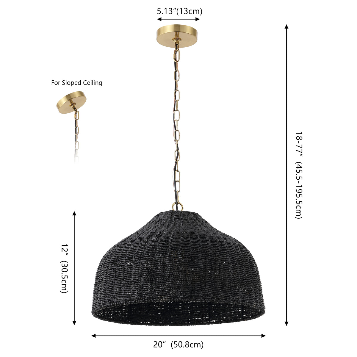 Eliza 20" Coastal Bohemian Rattan/Iron Dome LED Pendant