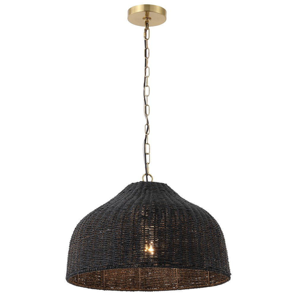 Eliza 20" Coastal Bohemian Rattan/Iron Dome LED Pendant