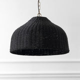 Eliza 20" Coastal Bohemian Rattan/Iron Dome LED Pendant