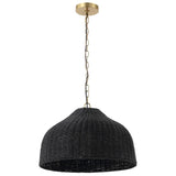 Eliza 20" Coastal Bohemian Rattan/Iron Dome LED Pendant