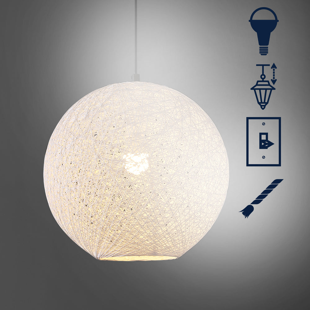 Lacey Bohemian Minimalist Iron/Rope Woven Globe LED Pendant