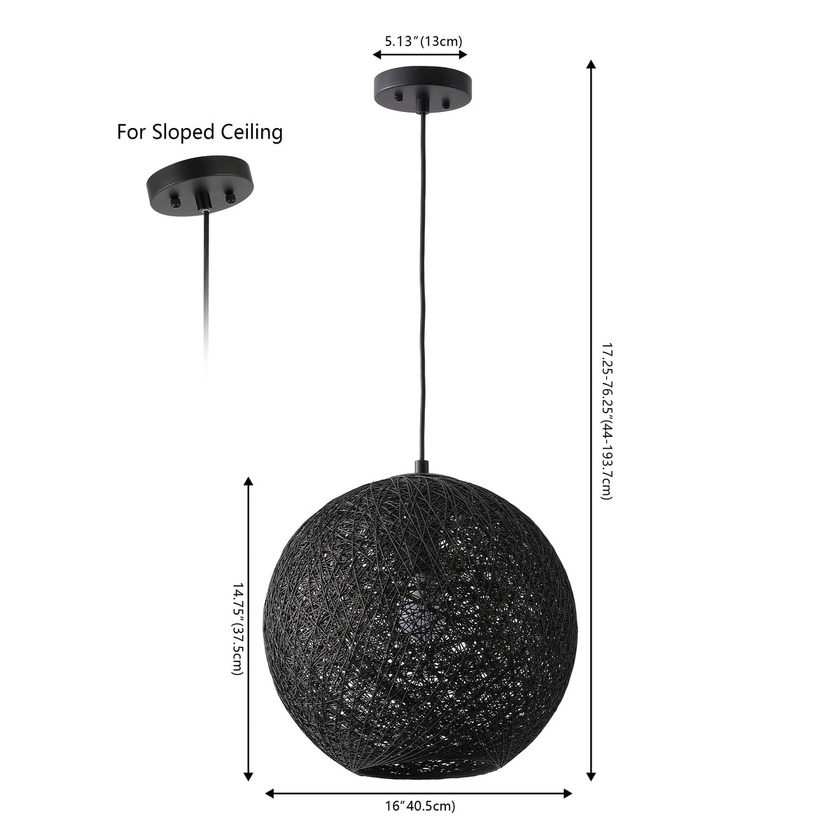 Lacey Bohemian Minimalist Iron/Rope Woven Globe LED Pendant