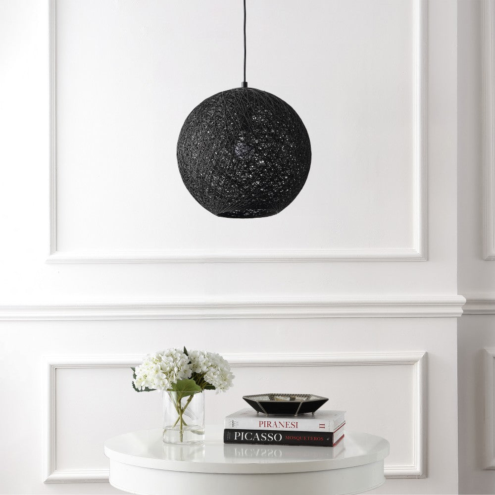 Lacey Bohemian Minimalist Iron/Rope Woven Globe LED Pendant