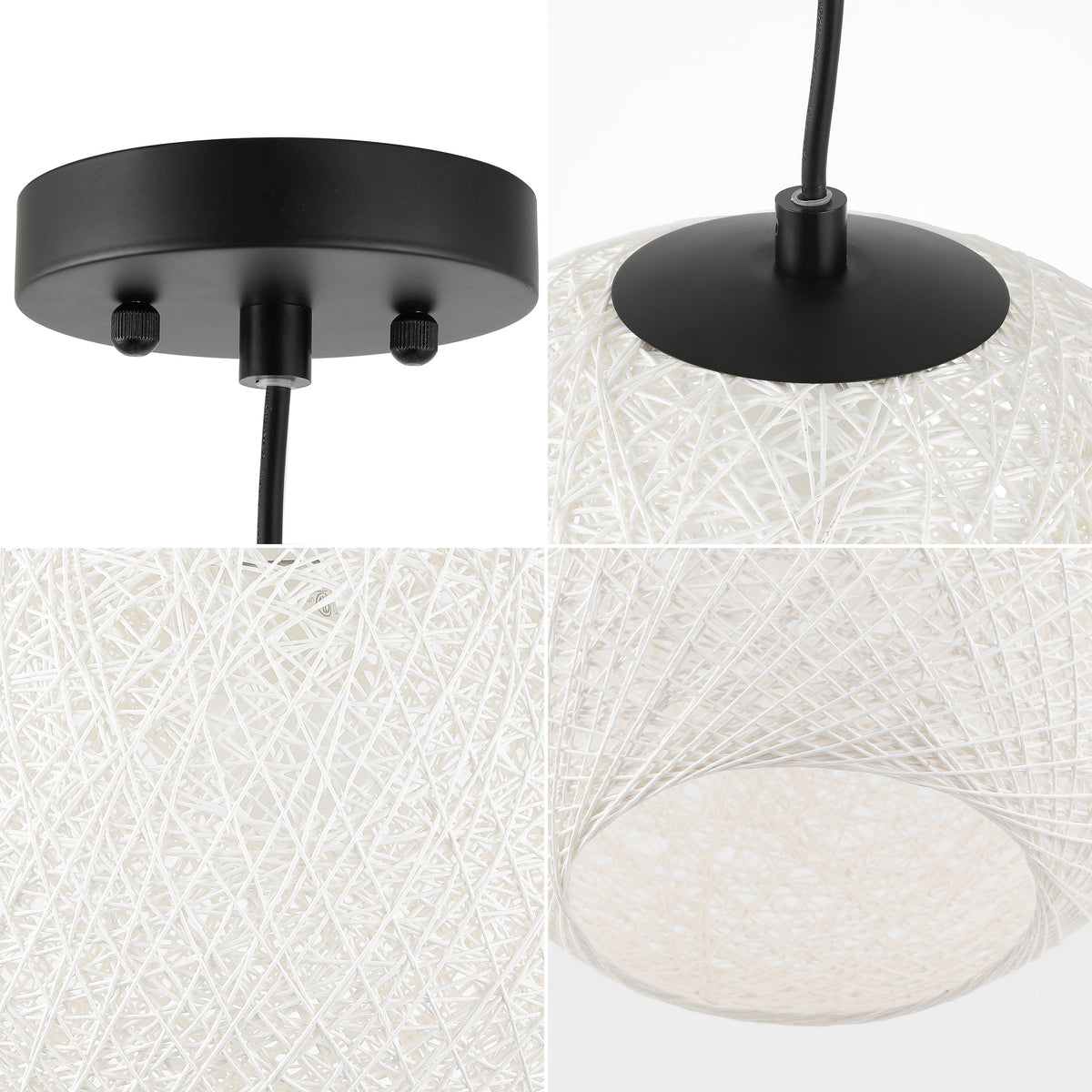 Lacey Bohemian Minimalist Iron/Rope Woven Globe LED Pendant