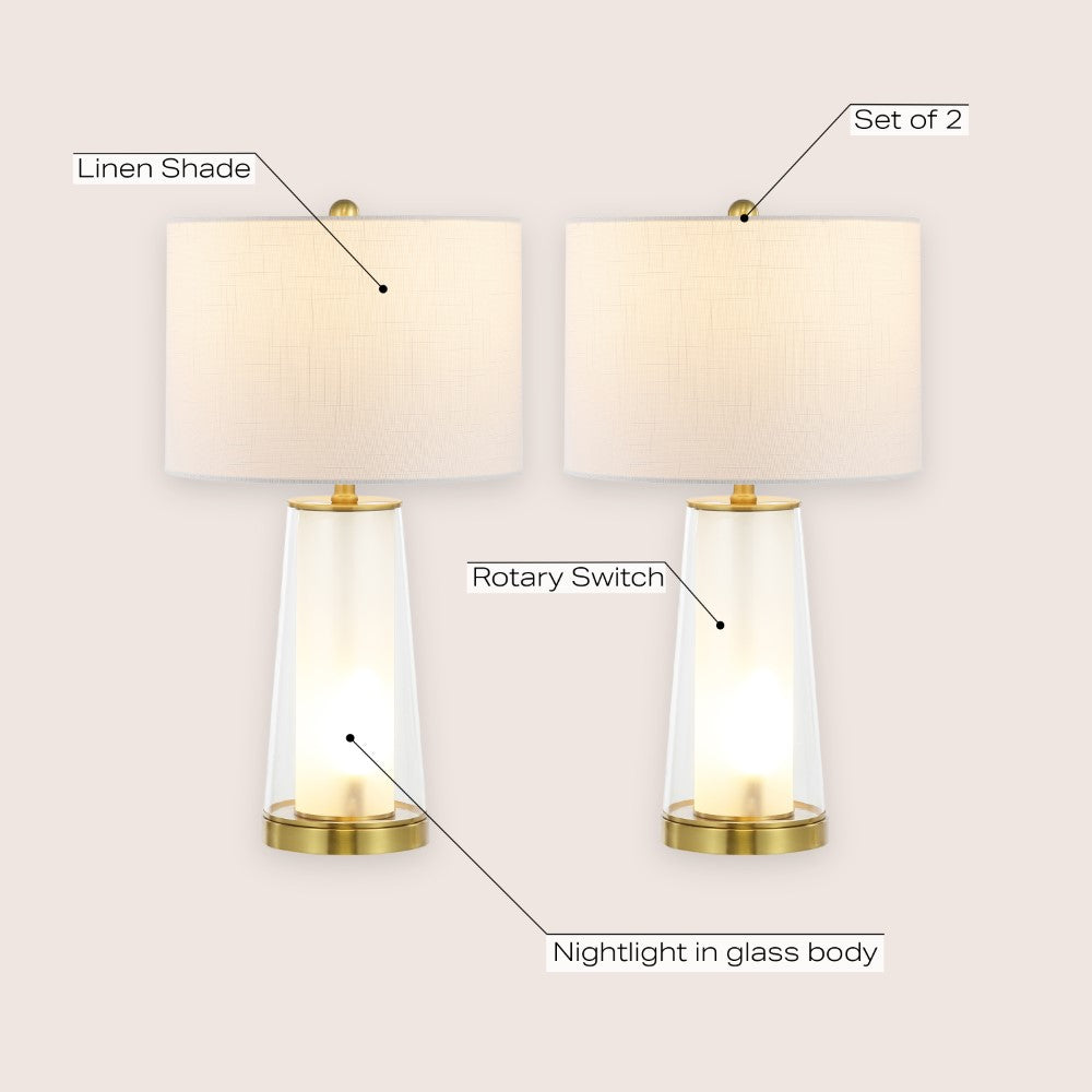 Portable Modern Minimalist Glass/Iron Nightlight LED Table Lamp Set 2