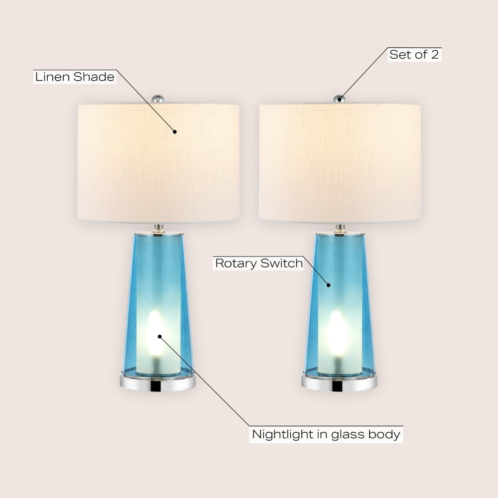 Portable Modern Minimalist Glass/Iron Nightlight LED Table Lamp Set 2